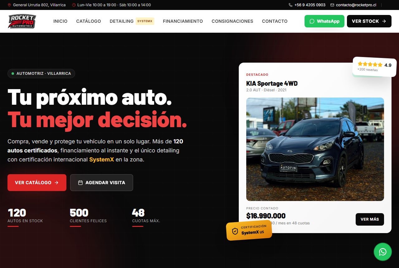 Capa do site Rocket Pro Automotriz